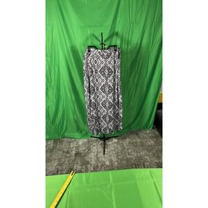 Just Be Women XXL Black White Geometric Tribal Jersey Knit Elastic Maxi Skirt
